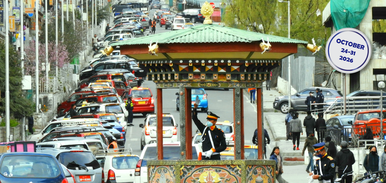 Traffic without traffic light in Bhutan